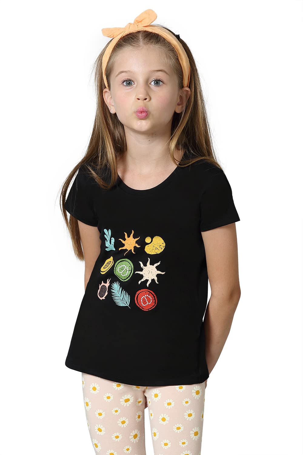 Van Heusen Girls T-Shirt - 100% Cotton - Ultra Soft, Round Neck, Short Sleeve_56405_Black_9-10 Years