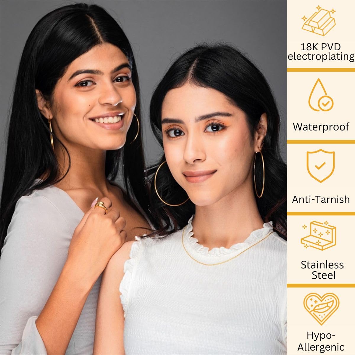 Aaishwarya 18K Gold Plated Waterproof Anti-Tarnish Stainless Steel Heart Drop Huggie Earrings| Gift for Women and Girls