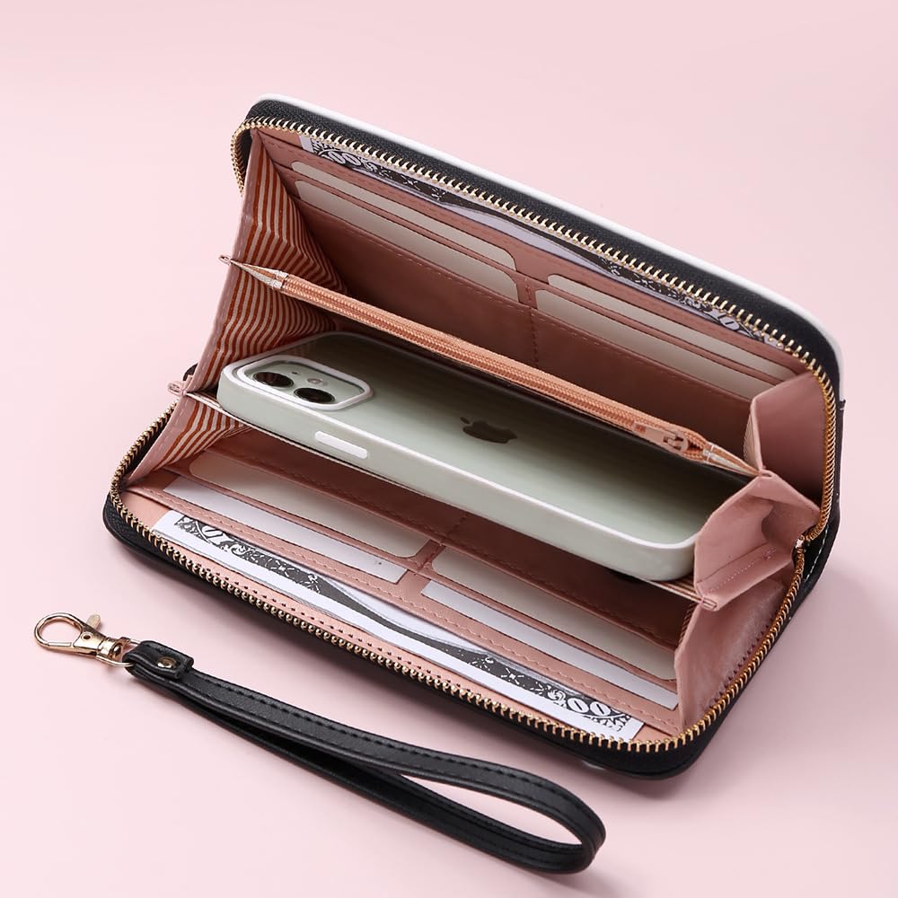 Valerie Women Wallet Wallet for Women and Girls | Zipper Wallets Leather Credit Card Holder (Black_Cat Print)