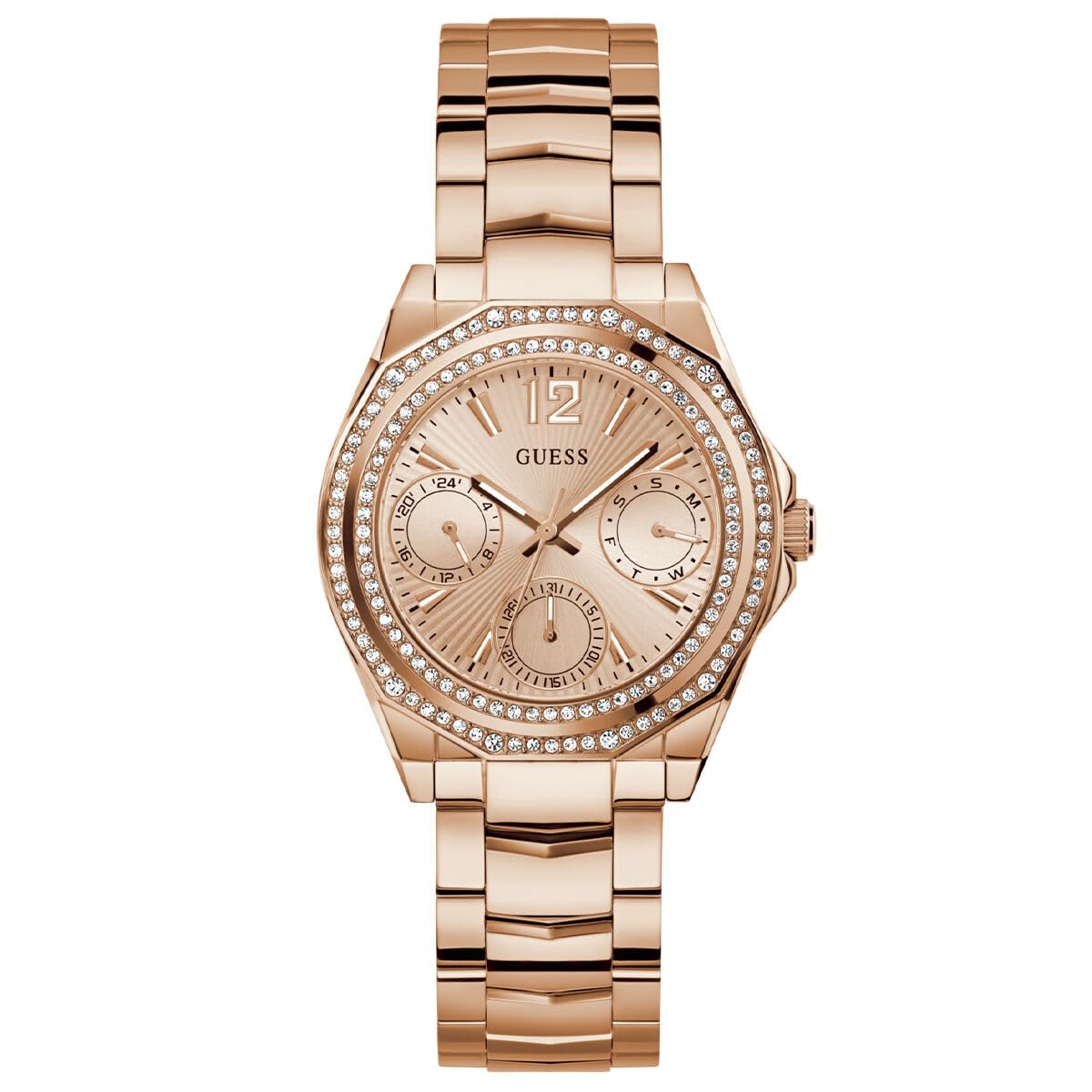 GUESS Womens Stainless Steel Analog Rose Gold Dial Watch-Gw0685L3, Band Color:Rose Gold