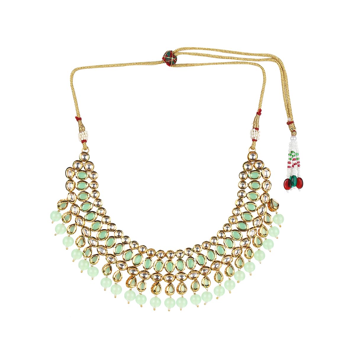 VOYLLA Kundan Gold plated Brass Necklace set