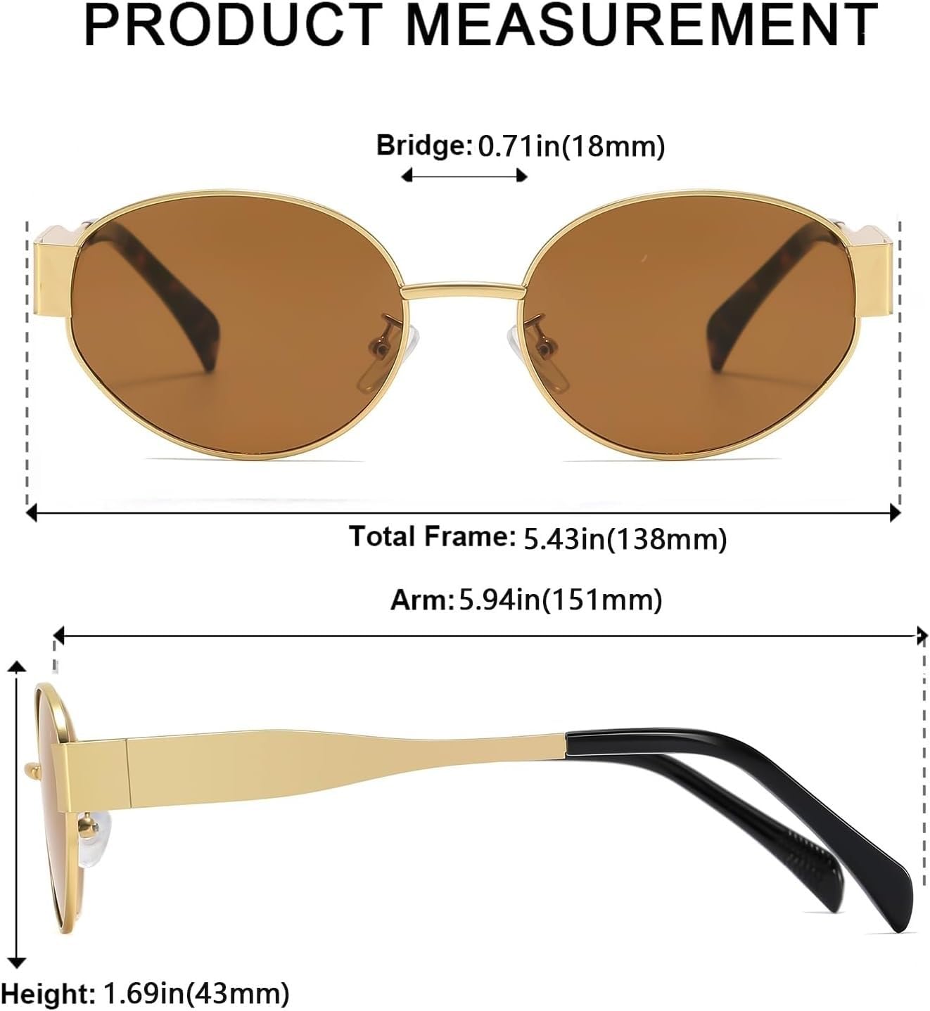 FAVELA Retro Oval stylish Sunglasses for Women & Men | Trendy Round Metal adjustable Sun Glasses Classic Shades | UV400 Protection Retro Oval Sunglasses Vintage Style Goggles. (Golden-Brown)