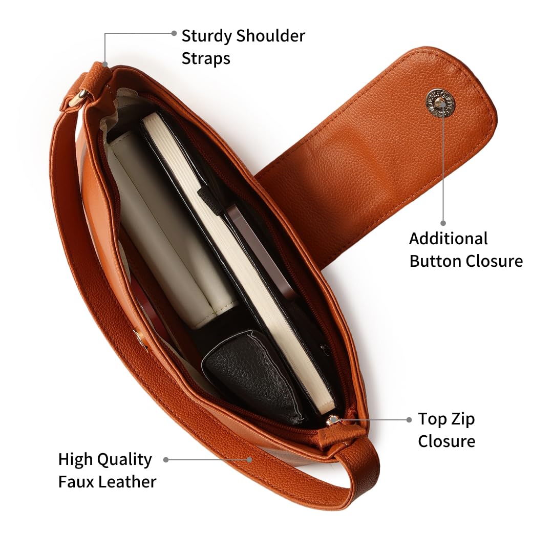 Fastrack Trendy Shoulder Bag | Faux-Leather Women's Handbags | Shoulder For Casual Carry, Brown