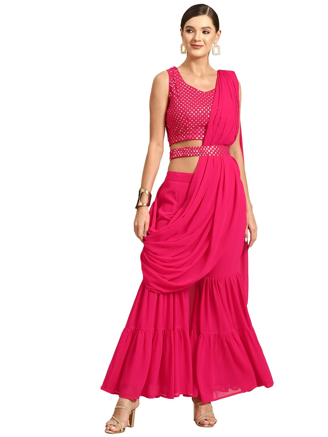 Libas Women's Georgette Saree (34710_Pink)
