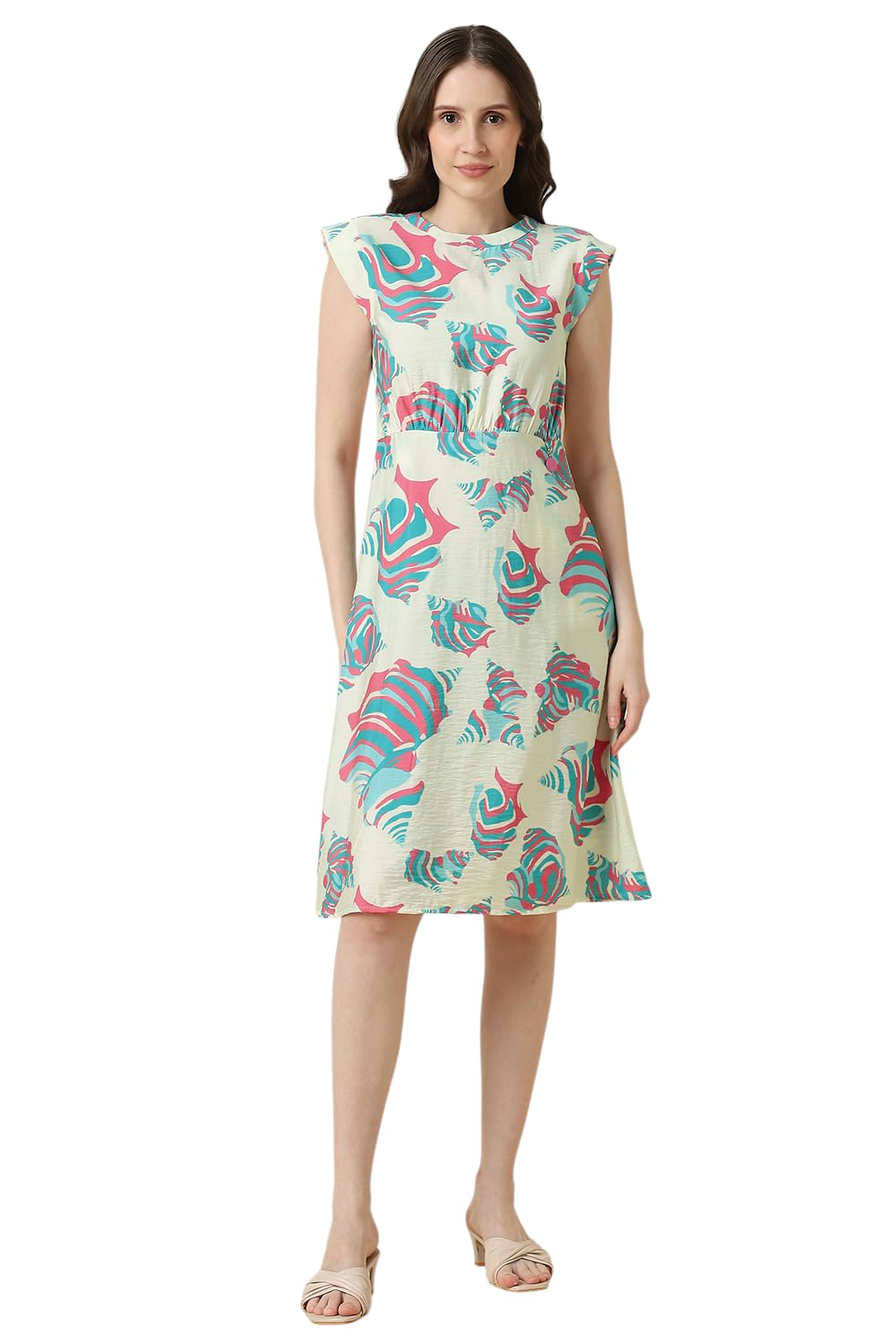 Allen Solly Women's Nylon Blend Modern Knee-Length Dress