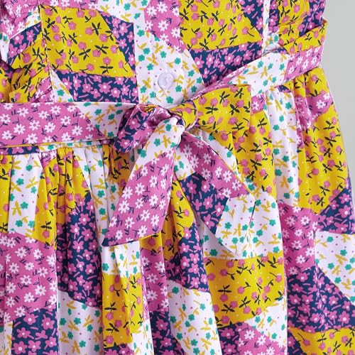 Hopscotch Girls Multi Sleeveless Floral Casual Dress for Ages (5-6 Years)