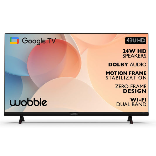 Wobble 109 cm (43 inches) UD Series 4K Ultra HD Smart LED Google TV WB43GTAW9602UDFL (Black)