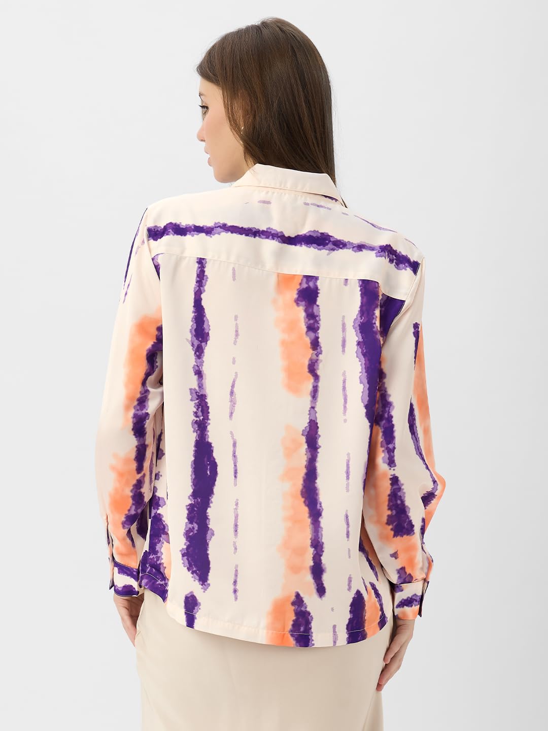 The Souled Store Satin Shirt: Nebula Women & Girls Long Sleeve Collared Neck Button Down Relaxed Fit Cotton Shirts