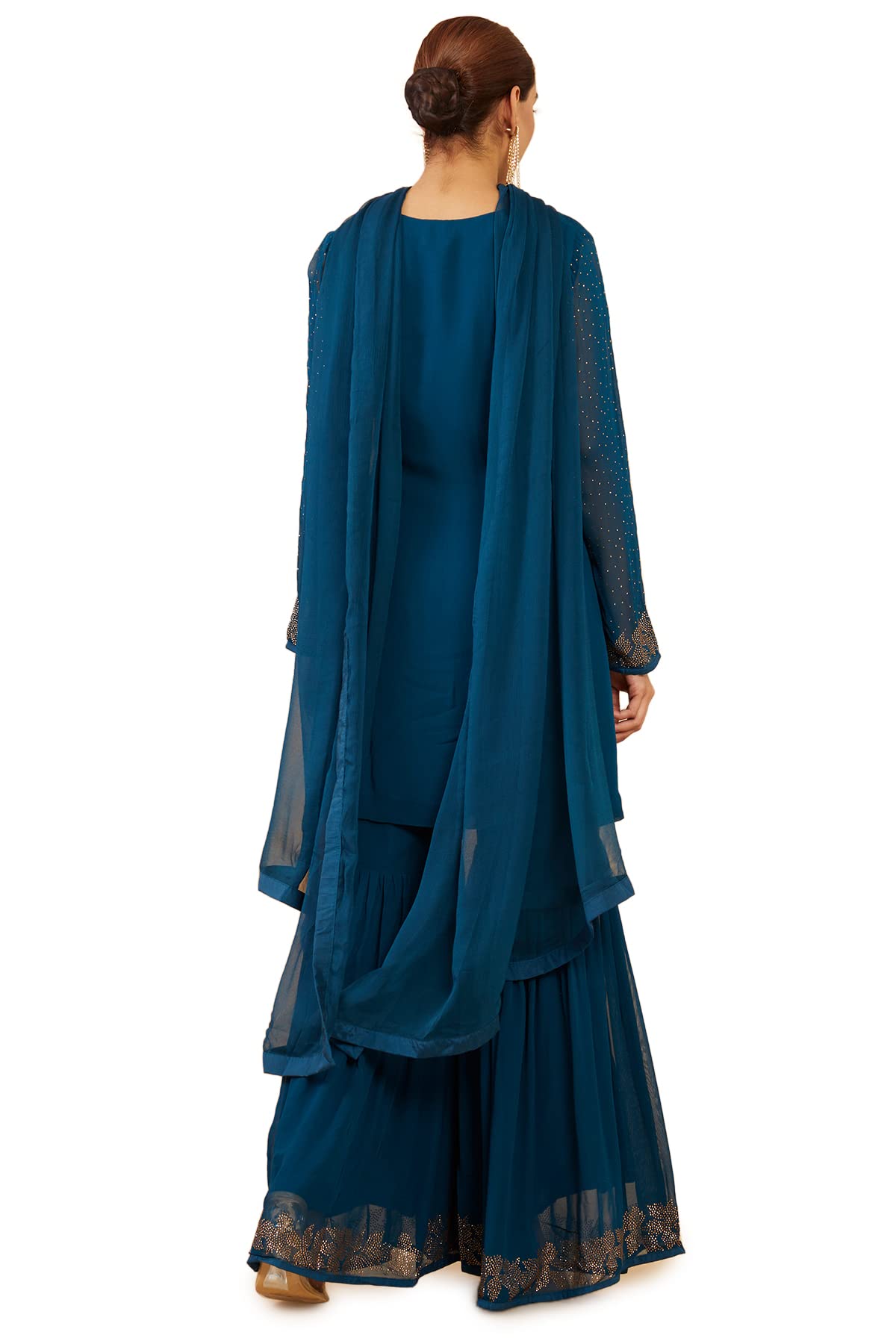 Soch Women Blue Georgette Embellished Suit Set