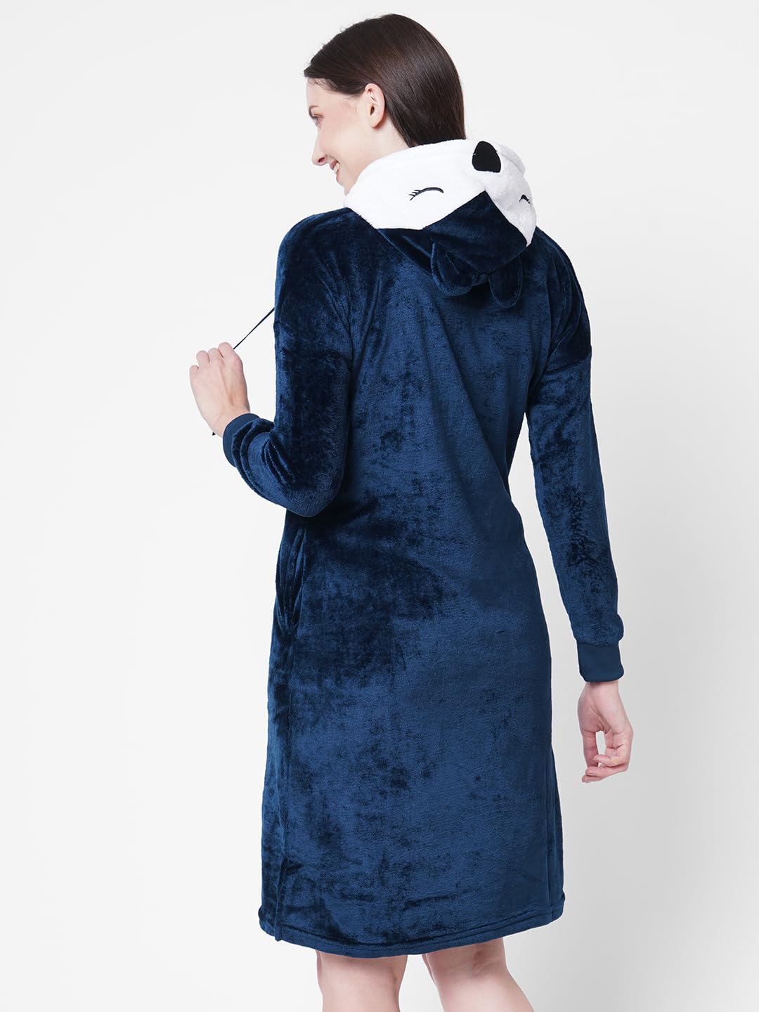 Sweet Dreams Women's Polyester Casual Nightgown (2403GVCO_English Navy_M)