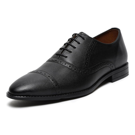 LOUIS STITCH Men's Black Formal Lace-up Oxford Shoes for Men | Solid Design | Ideal for Formal, Business Casual, and Parties (LSRG_OX) | UK-9