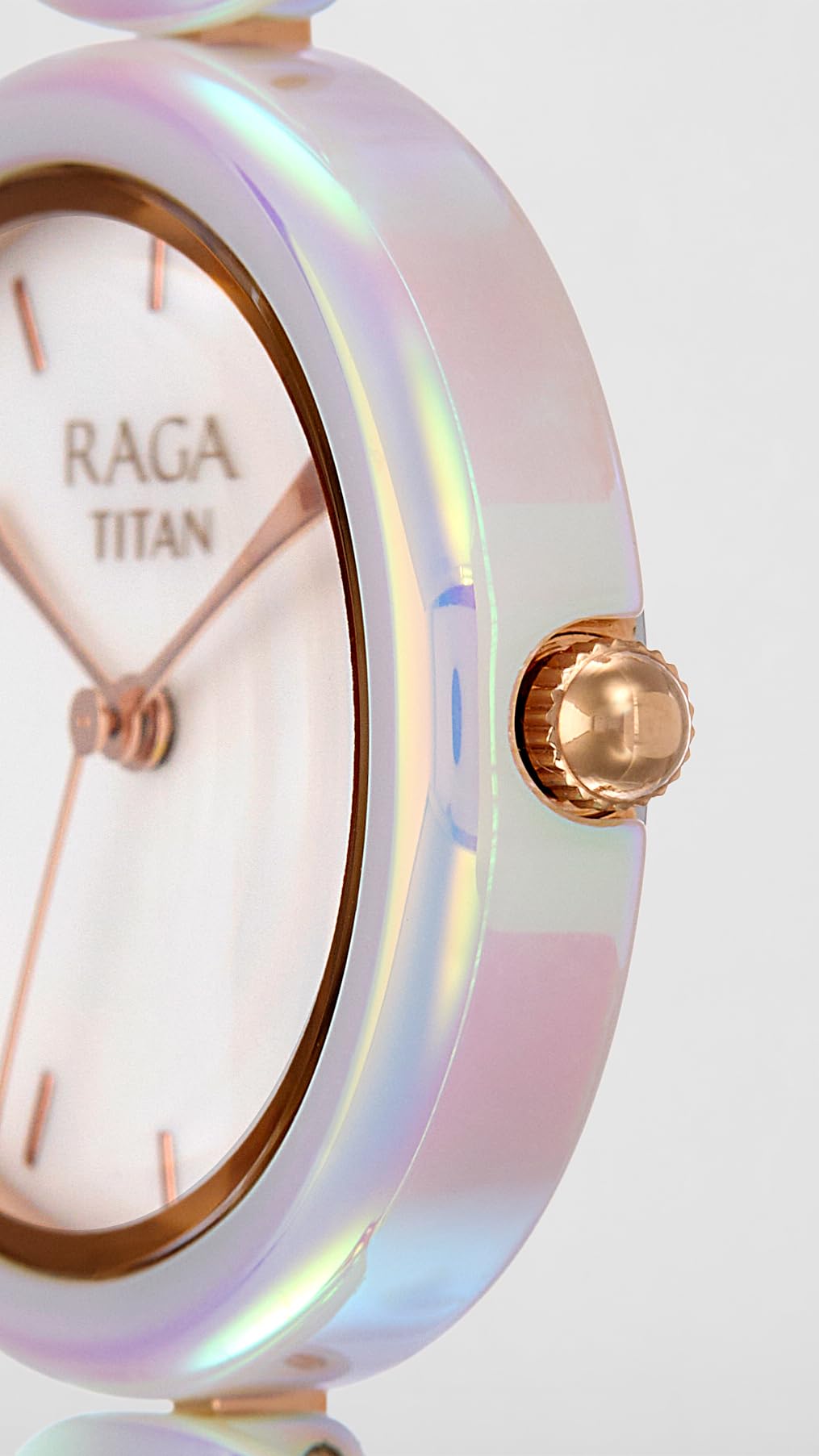 Titan Raga Ceramics Update Quartz Analog MOP Dial with Brass Strap Watch for Women