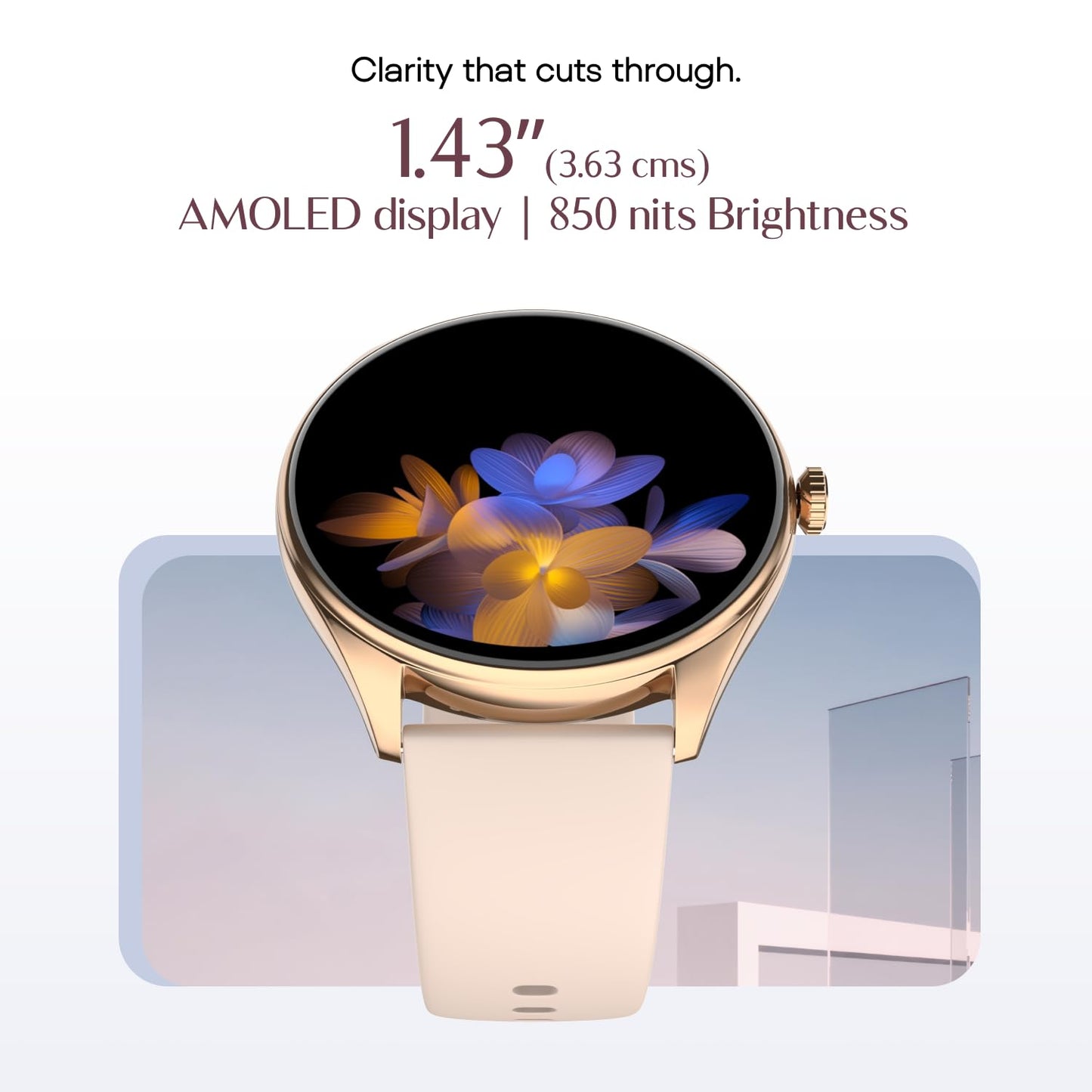 Noise Twist 2 Smart Watch with 1.43” AMOLED Screen, AI Search & Voice Assistant, Bluetooth Calling, Stainless Steel Back, 7-Day Battery, 100+ Watch Faces, Health Suite, IP68 (Rose Pink)