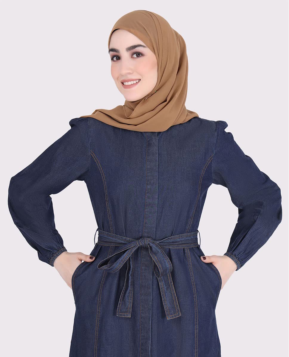 Silk Route Belted Denim Smart Choice Abaya Maxi Dress Jilbab Medium