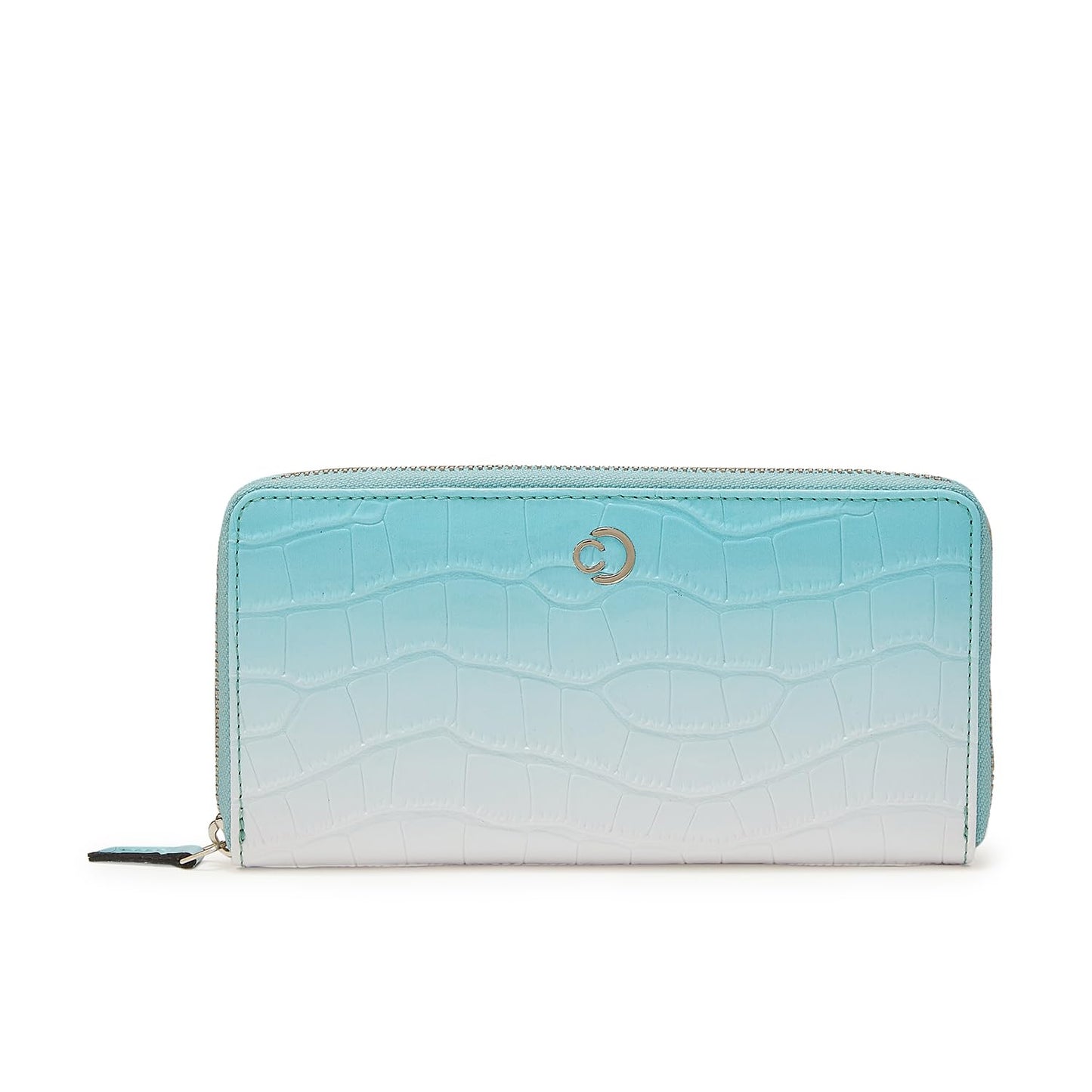 Caprese Eva Women’s Wristlet Zip Around Wallet, Large| Stylish Faux Leather Wallet with Zipper Closure | Three Compartments & Card Slots | Elegant Design for Casual & Special Occasions (Aqua Blue)