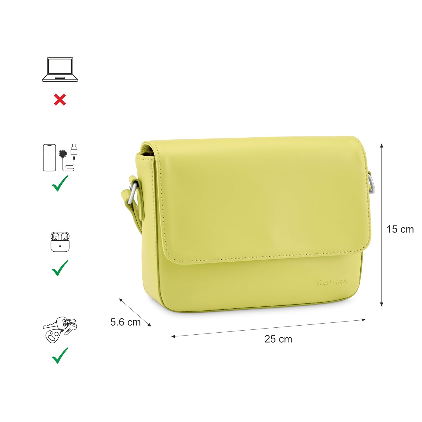 Fastrack Casual Sling Bag for Women | Slings for Casual Carry | Ladies Purse Handbag Celery Green