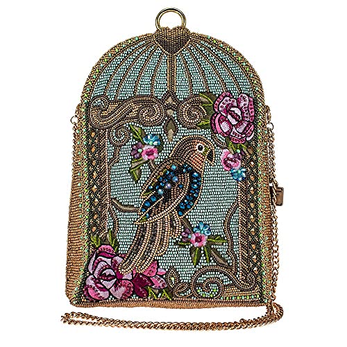 Mary Frances Pretty Parrot Beaded Handbag – Bird Embellished Crossbody Evening Shoulder Bag for Travel, Weddings, Parties – Multicolor