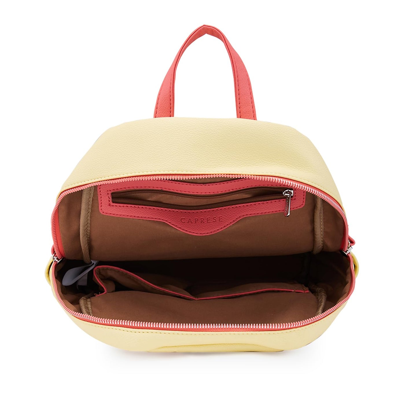 Caprese Sia Fashion Backpack Light Yellow Chic Backpack with Multiple compartments, Front/Side Pockets, Ideal for College, Travel and Daily use