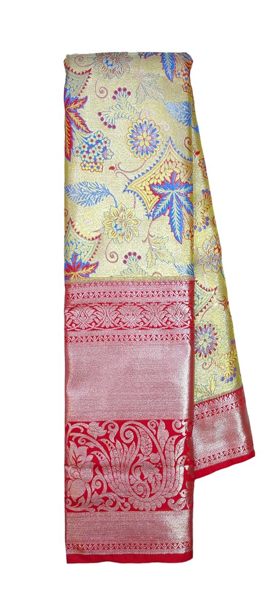 VFCollections Women's Kanchipuram Silk Pure Pattu Sarees With Blouse (VFC576-1)