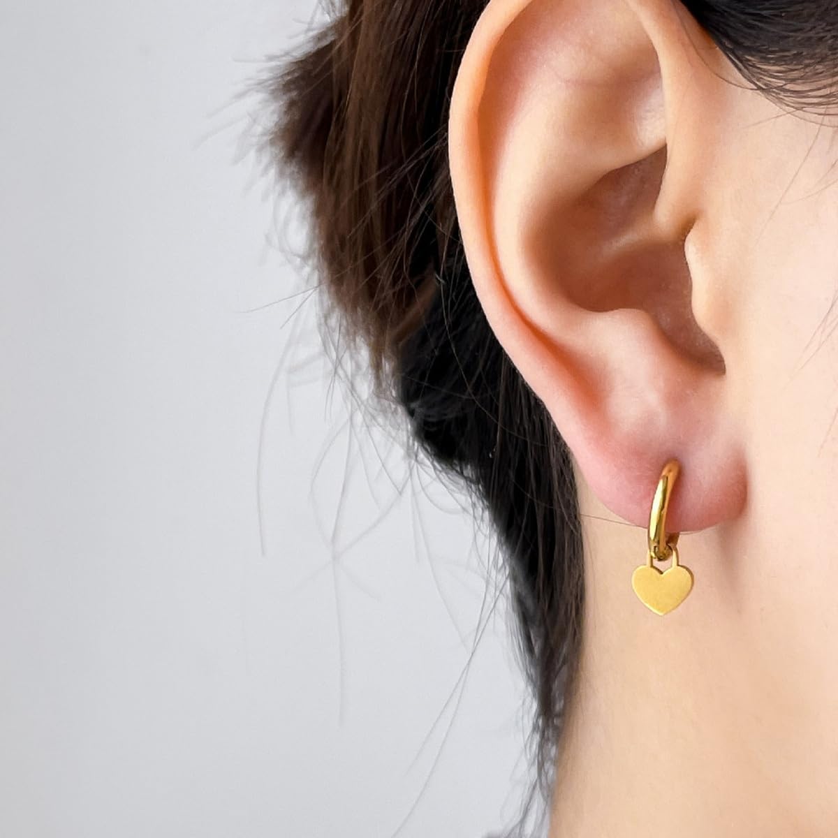 Aaishwarya 18K Gold Plated Waterproof Anti-Tarnish Stainless Steel Heart Drop Huggie Earrings| Gift for Women and Girls