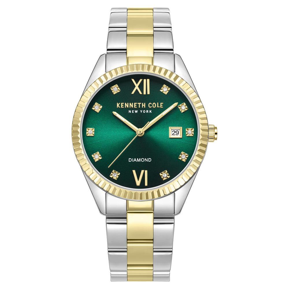 Kenneth Cole Quartz Analog Green dial Stainless Steel Strap Watch for Women-KCWLH0026903LD