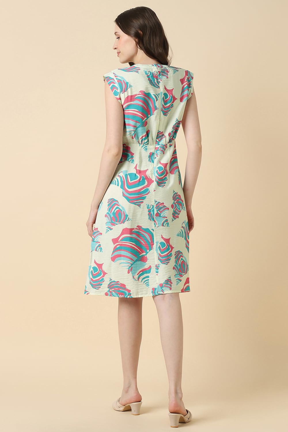 Allen Solly Women's Nylon Blend Modern Knee-Length Dress