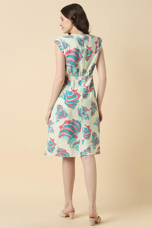 Allen Solly Women's Nylon Blend Modern Knee-Length Dress