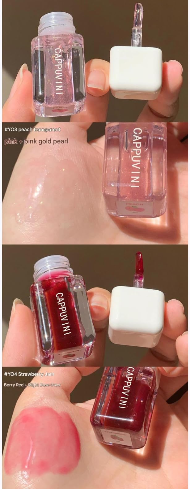 CAPPUVINI Glossy Jelly Lip Oil | Nude Dream Baby Pink to Red Wine Shades Lipsticks | Glossy Finish Lips Glaze | Waterproof Long Stay Non-Sticky Moisturizing Formula | Cute Adorable Packaging | Adorable Lip Tint for Girls & Teens (01# Orange Soda, 3g)