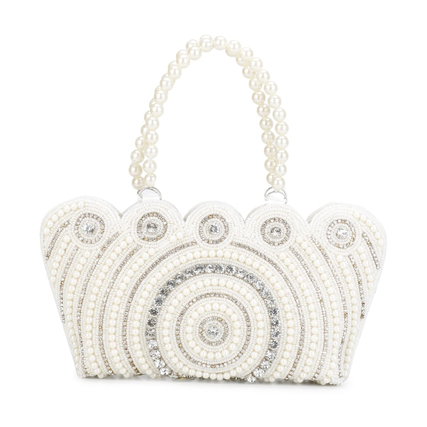 LONGING TO BUY Women's Tote Pearl Clutch (White)
