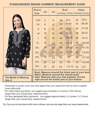 Ada Hand Embroidered Lucknowi Chikankari Georgette Short Kurti Top Tunic for Women A911500 Aquamarine (XS)
