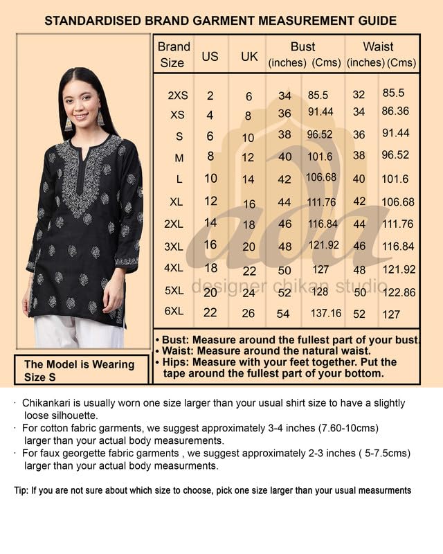 Ada Hand Embroidered Lucknowi Chikankari Printed Kota Doria Short Kurti Top Tunic with Slip for Women A911442 Pink (2XL)
