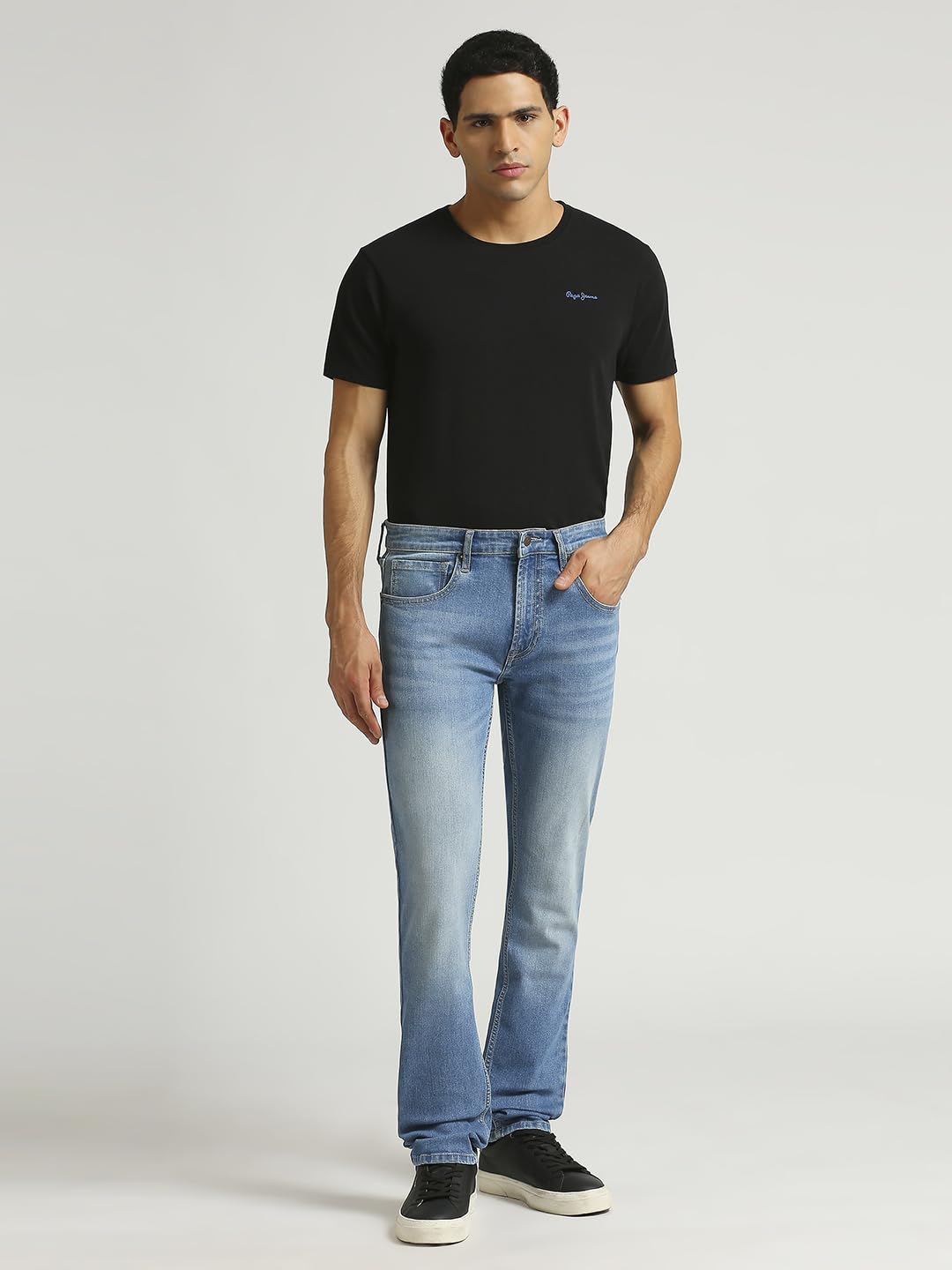 Pepe Jeans Men's Mid Rise Slim Fit Jeans Light Indigo Blue