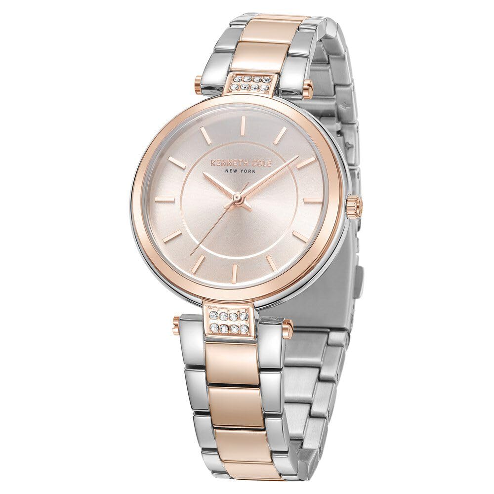 Kenneth Cole Quartz Analog Rose Gold Dial Two Toned Stainless Steel Strap Watch for Women-KCWLG0026701LD