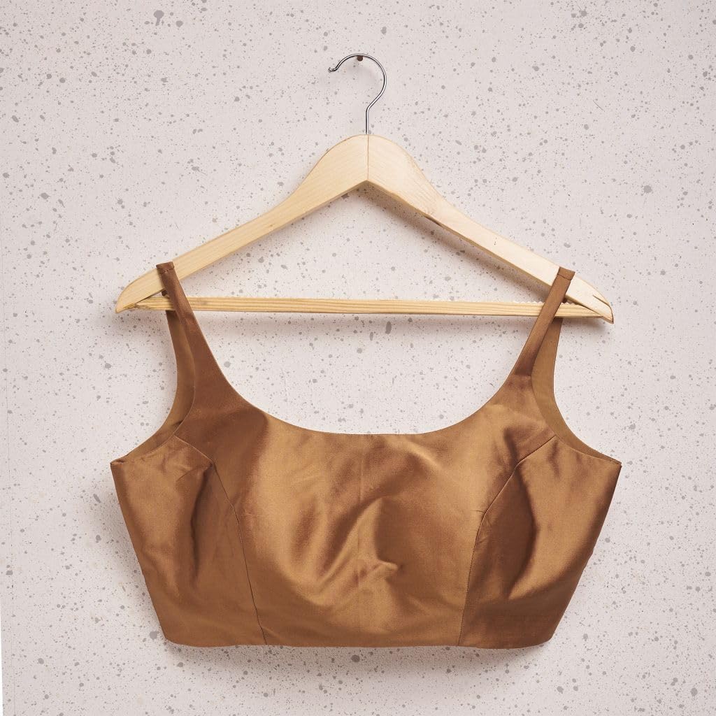 Salwar Studio Copper Taffeta Sleeveless Readymade Blouse- Pack of 1.