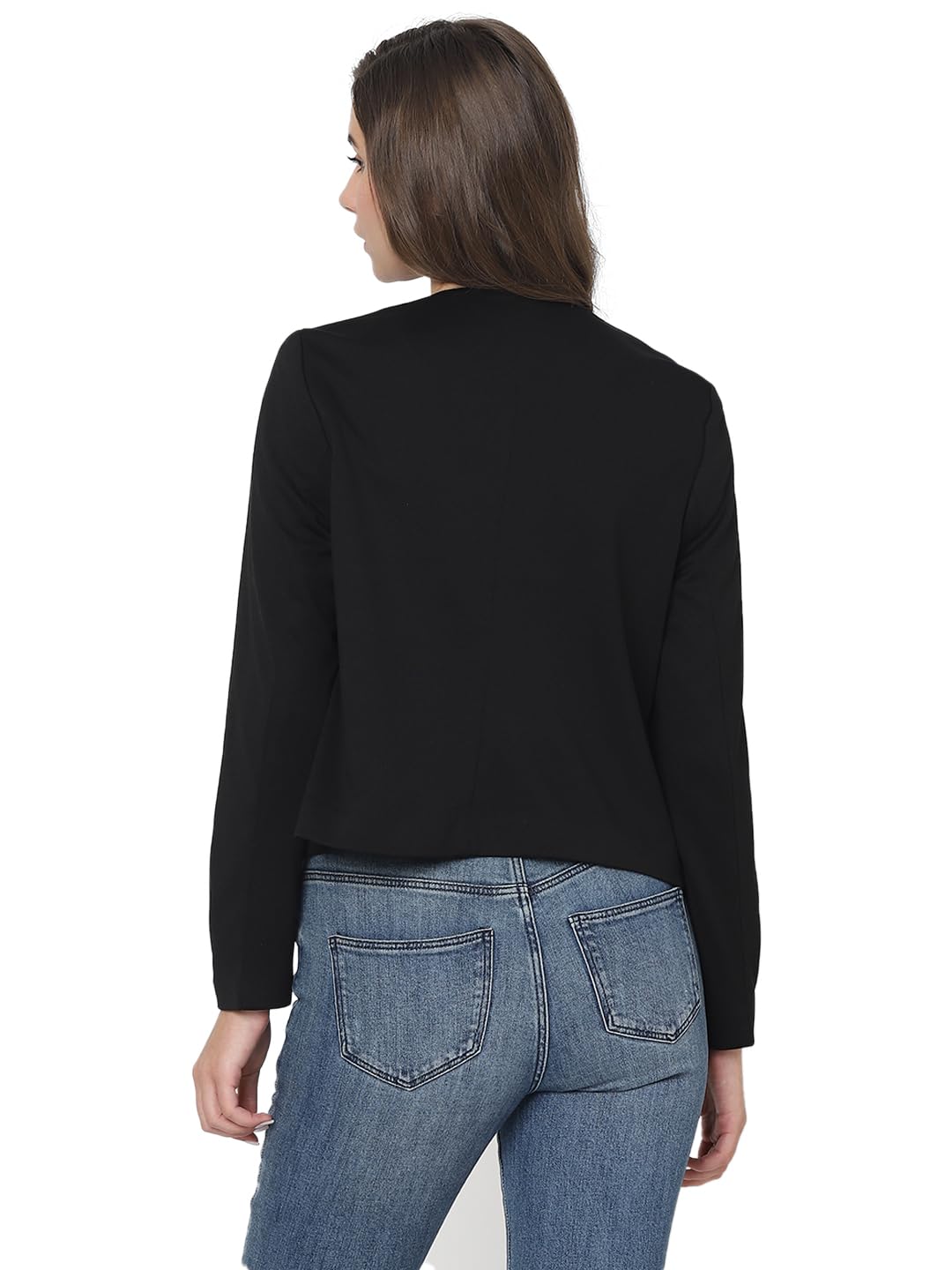 VERO MODA Women Solid Black Polyester Regular Fit Single-Breasted Blazer