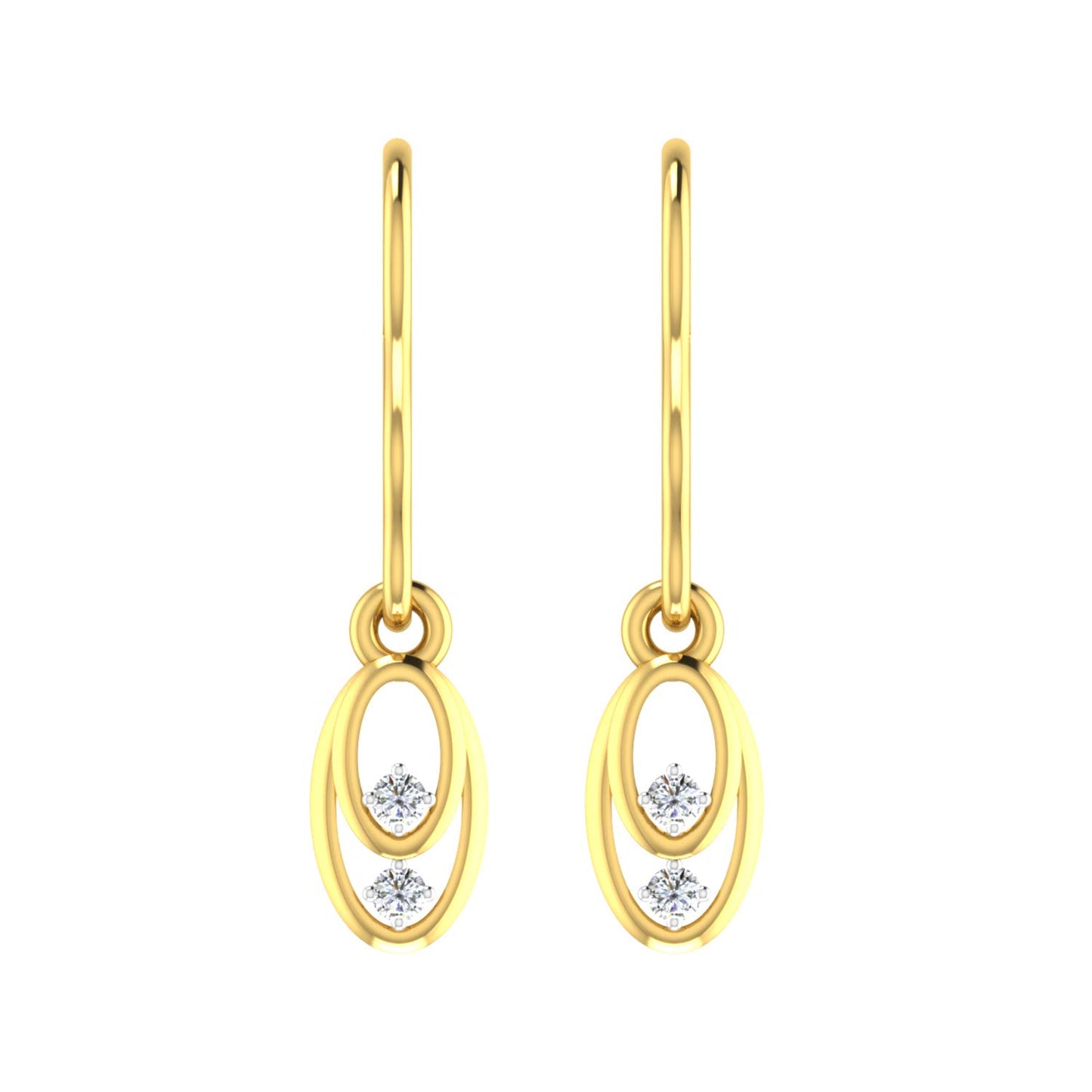 DISHIS 18KT Yellow Gold Diamond Drop Earrings for Women