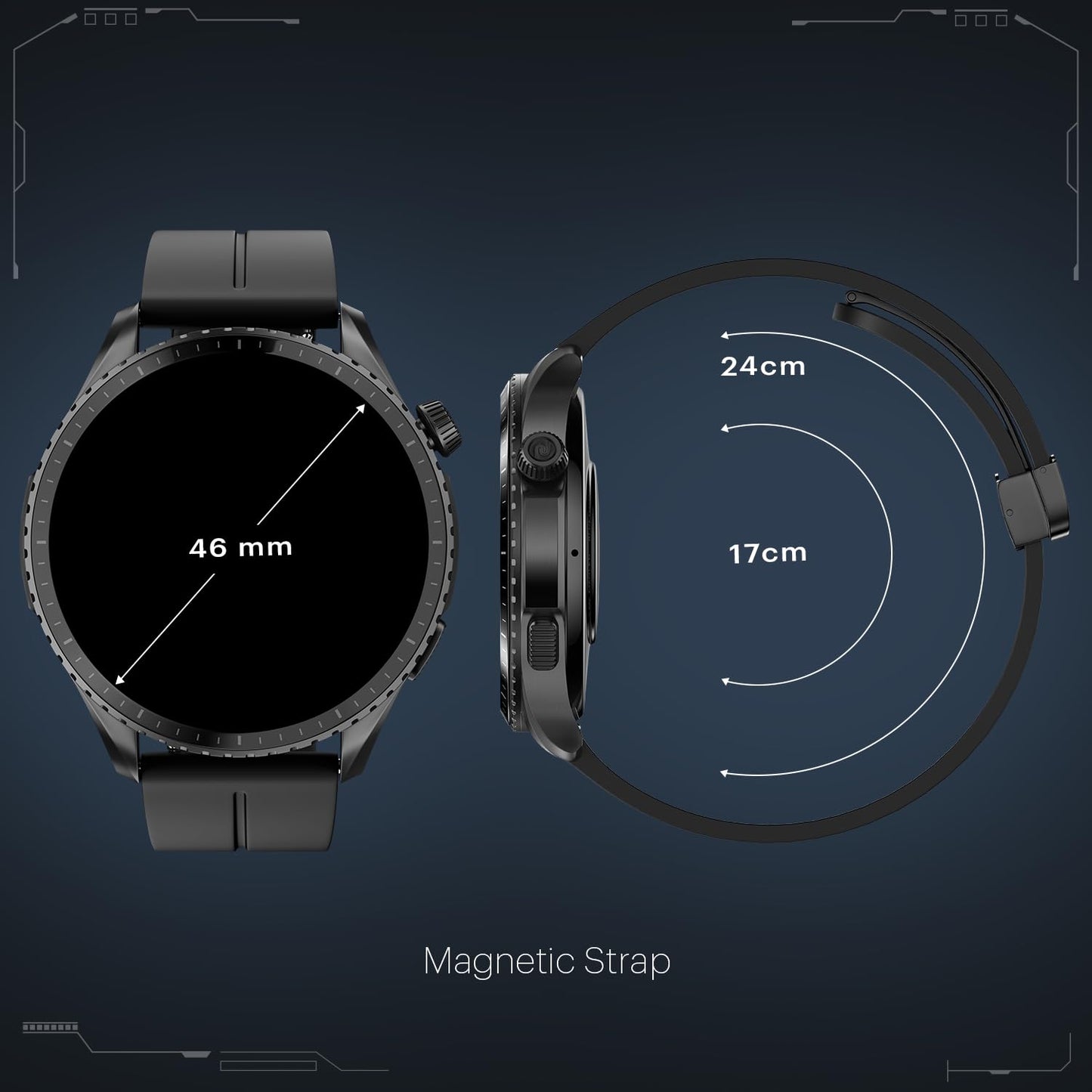 Noise Origin Smart Watch Smoothest UI Experience (New Nebula UI) & EN 1 Processor, 1.46" ApexVision AMOLED Display, Stainless Steel, Contour-Cut Design, Fitness Age, Fast Charging (Midnight Black)