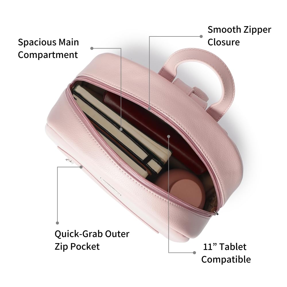 Fastrack Zipmode Backpack | Faux-Leather Women's Backpack | Tablet Compatible Up To 11" | Stylish Daypack With Quick-Access Pocket