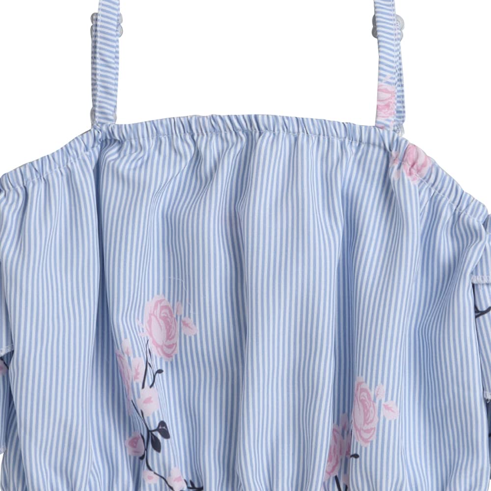 Hopscotch Girls Stripe Print BlouseShorts Set In Multi Color for Ages 2-3 Years