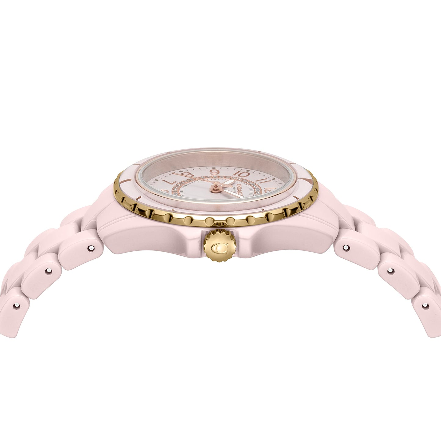 COACH Coach Watch Women's PRESTON Ceramic Quartz Watch Watch Brand, Pink, Bracelet Type