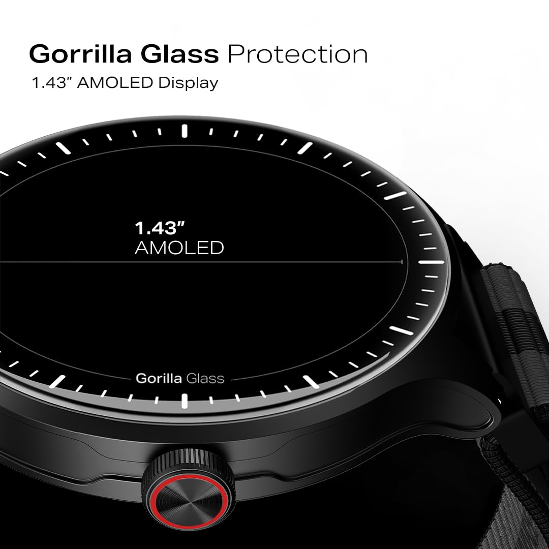 boAt Valour Watch 1 GPS, Advanced X2 Chip,6-Axis Motion 360° Tracking Sensor,15 Days Battery, 1.43" AMOLED Display w/Gorilla Glass, AI Based Auto Gym, GPS, Smart Watches for Men & Women (Fusion Grey)