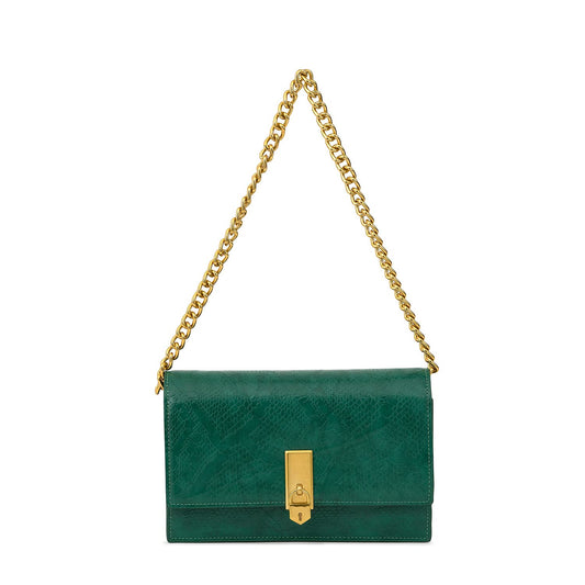 Miraggio Women Mila Shoulder Clutch Bag With Chain Strap For Party | Casual Clutch Purse, Green