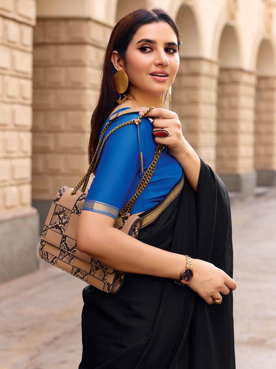 AKHILAM Women's Black Cotton Solid Tassels and Latkans Saree With Unstitched Blouse Piece | Saree for woman | cotton saree for woman (NERA1363_SR)