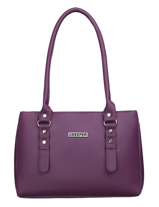 creeper Women's/Girls Leather Large Capacity Shoulder Bags (Dark Purple)