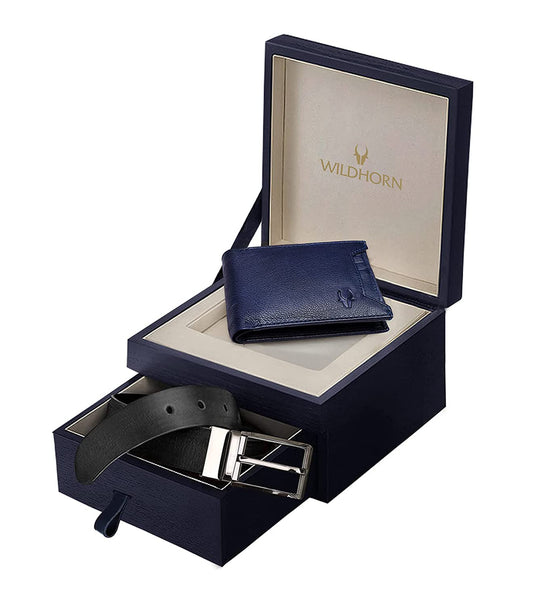 WILDHORN Oliver Leather Wallet & Classic Leather Belt Combo Gift Hamper for Men