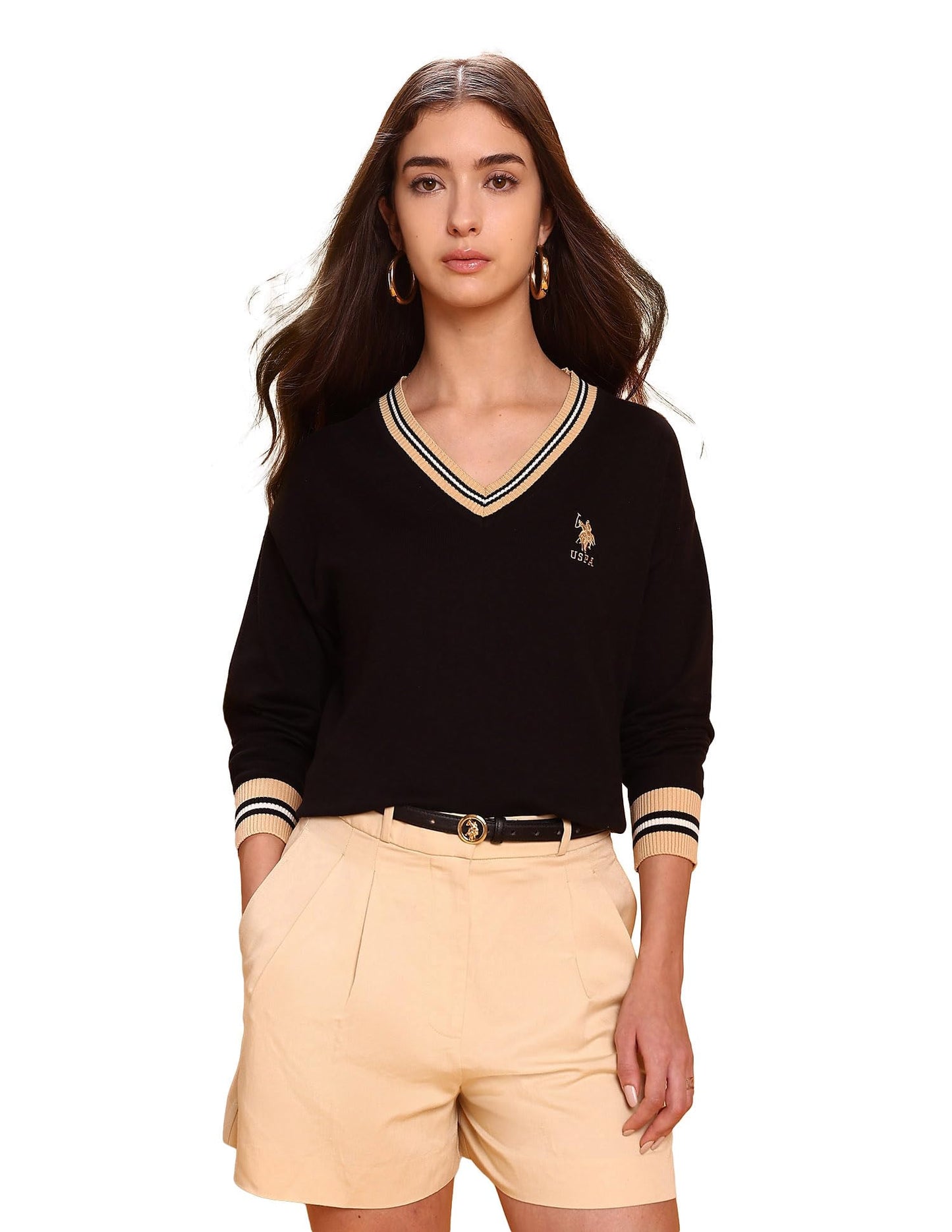 U.S. Polo ASSN. Women's Cotton Casual Sweater (UWAW25SWE213