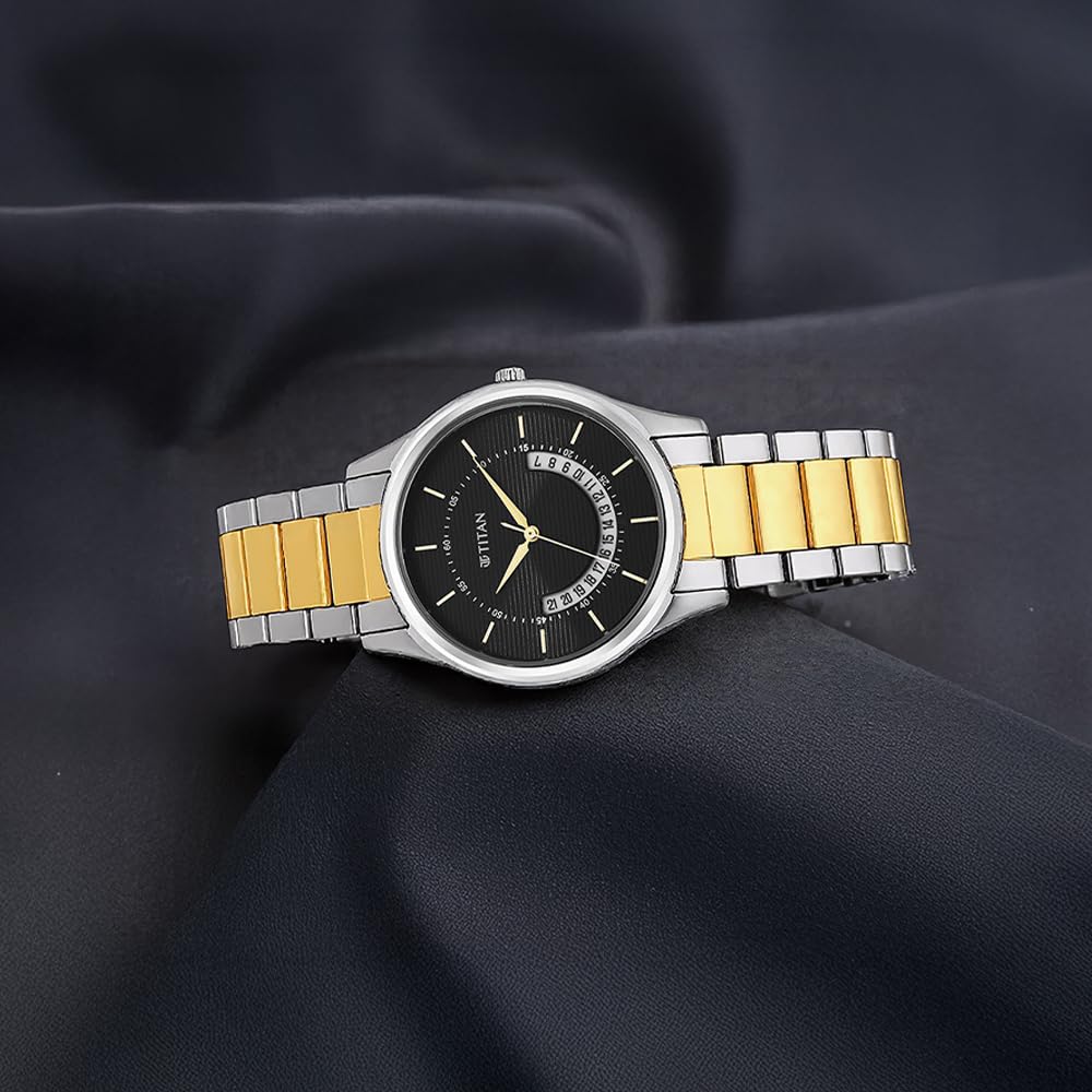 Titan Men's Multifunction Karishma: Two-Tone Steel Elegance Watch-NS1713BM02