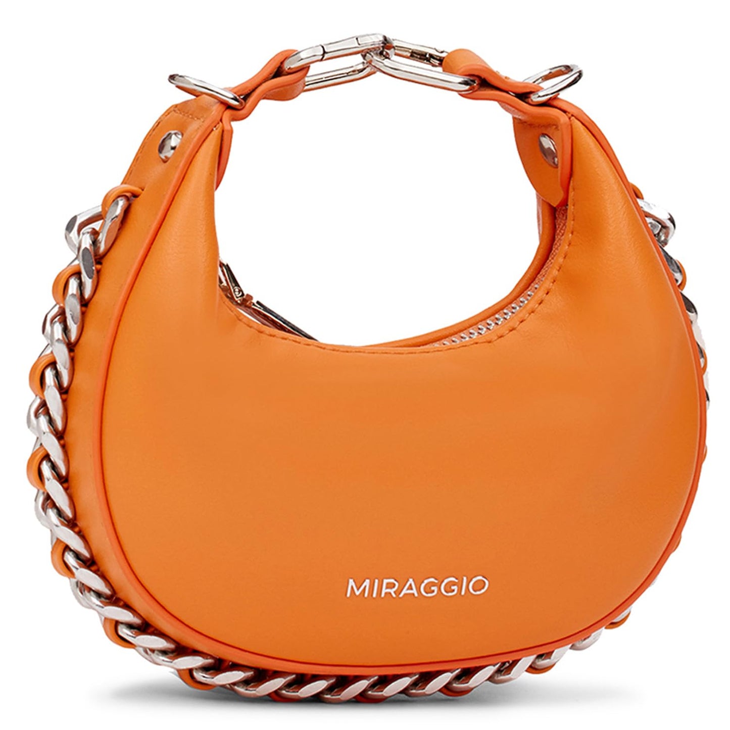 Miraggio Women Eve Mini Bag With Adjustable & Detachable Crossbody Sling Strap | Top Handle Half Moon Bag | Gift, Orange
