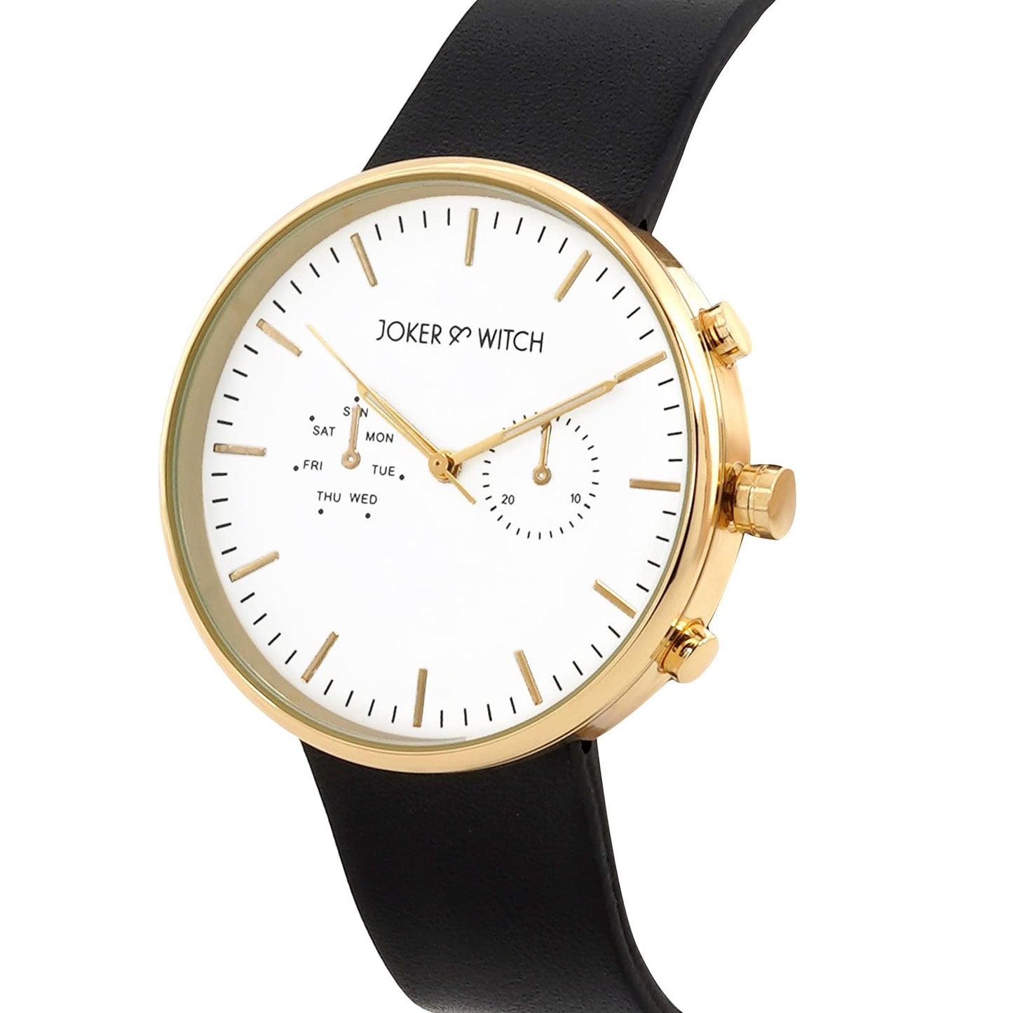 Joker & Witch Leather Miami White Dial Black Pu Analogue Watch For Men