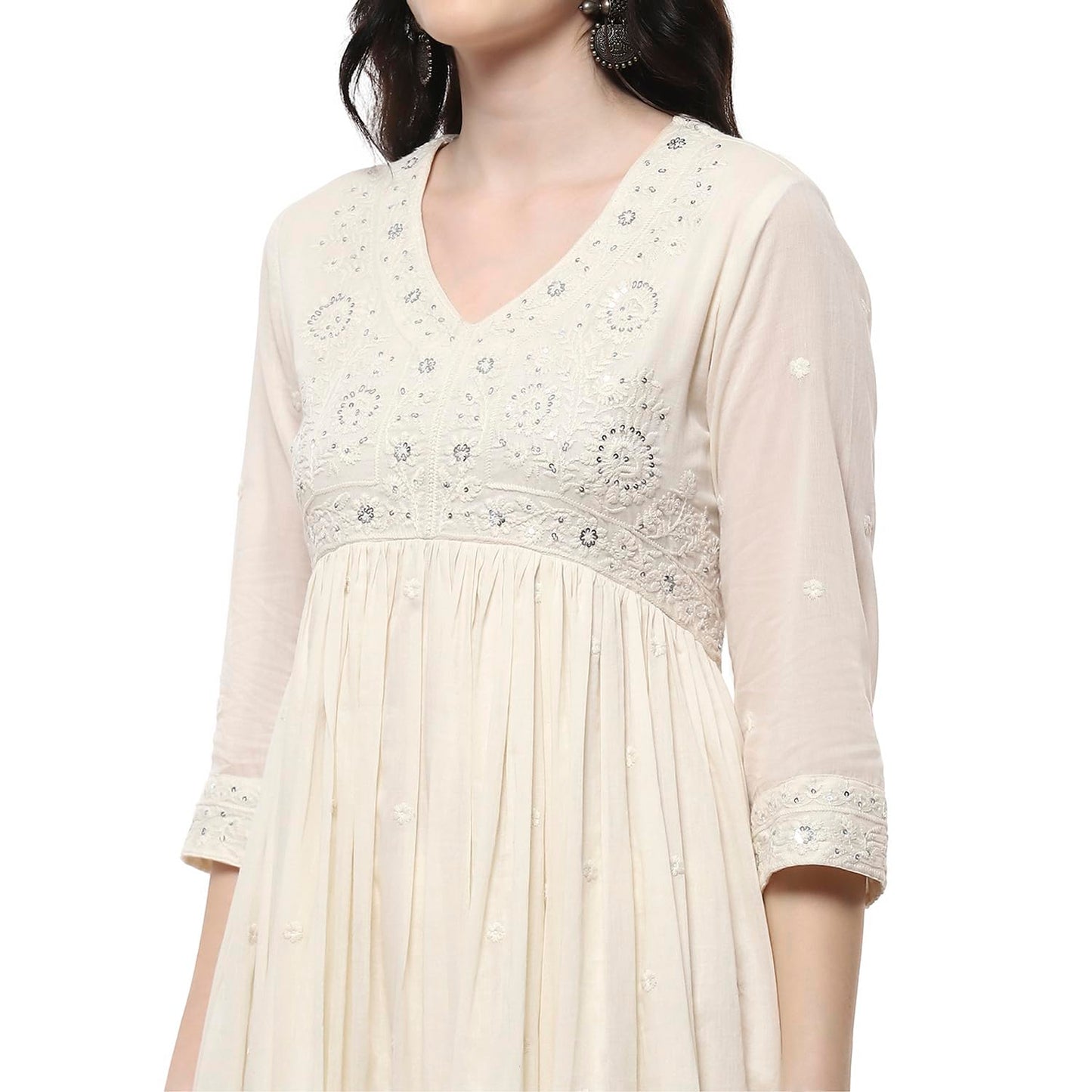 Biba Women's Cotton Kurta Set (SKDSTRA10507SS25OWHT_Off White